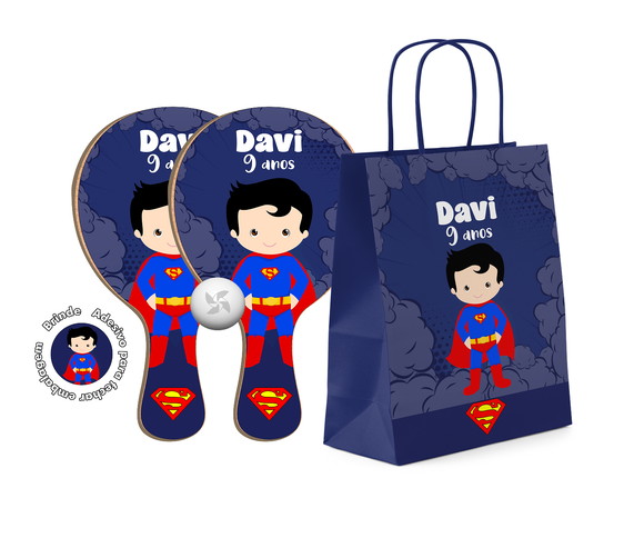 Kit Sacola de Papel e Raquete Ping Pong - Super Homem Baby