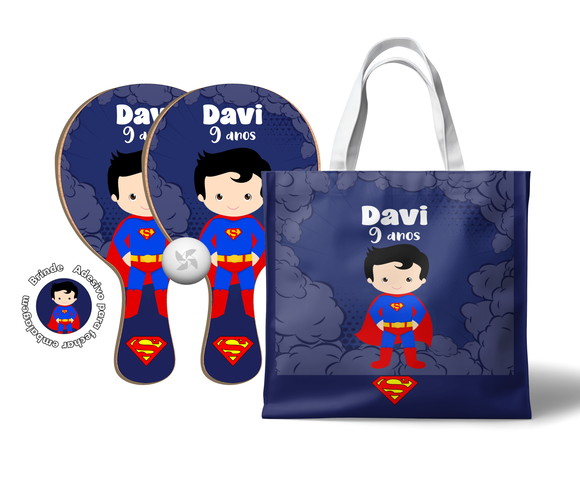 Kit Sacola e Raquete Ping Pong - Super Homem Baby