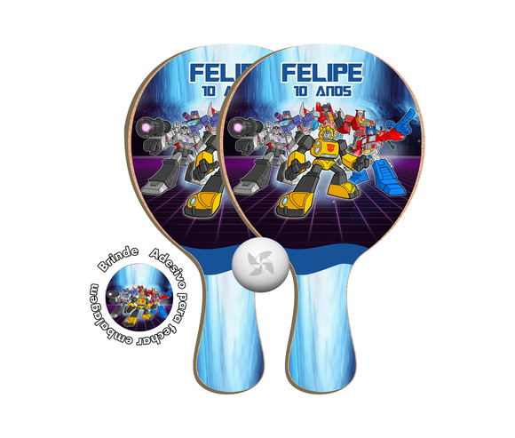 Kit Raquetes Ping Pong - Transformers