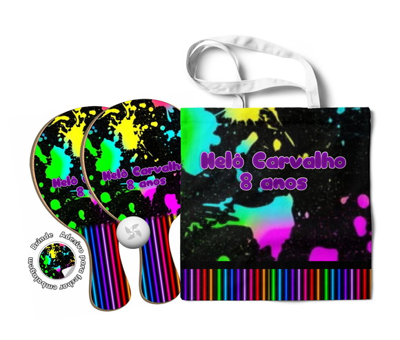 Kit Sacola e Raquete Ping Pong - Neon