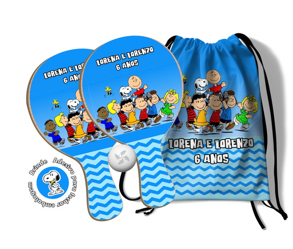 Kit Mochilinha e Raquetes Ping Pong - Snoopy e Sua Turma