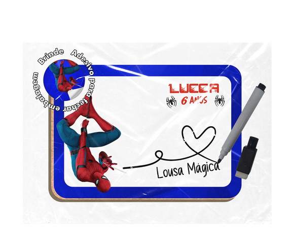 Lousa P Quadrinho mdf Lembrancinha - Homem Aranha Azul