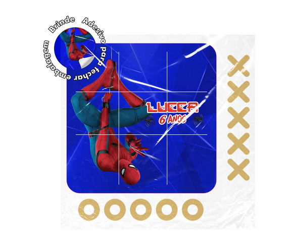 Jogo da Velha em mdf 16x16 - Homem Aranha Azul