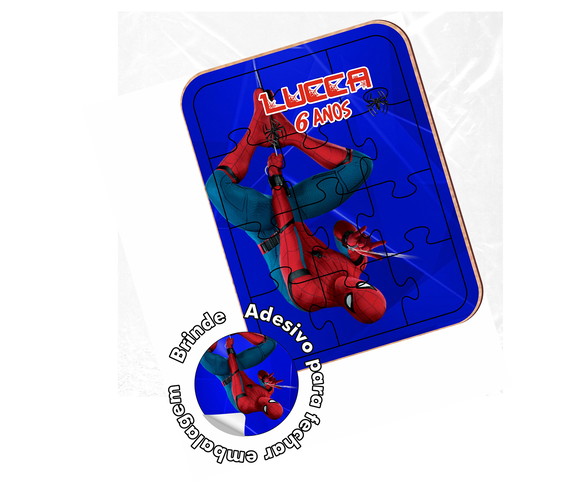 Quebra Cabeça em mdf Colorido - Homem Aranha Azul
