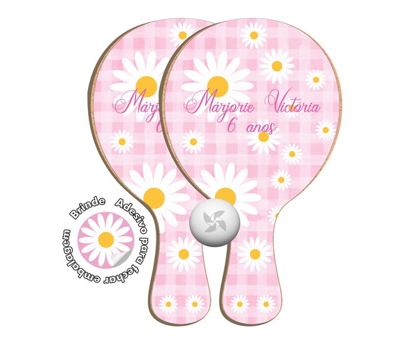 Kit Raquetes Ping Pong - Margaridas