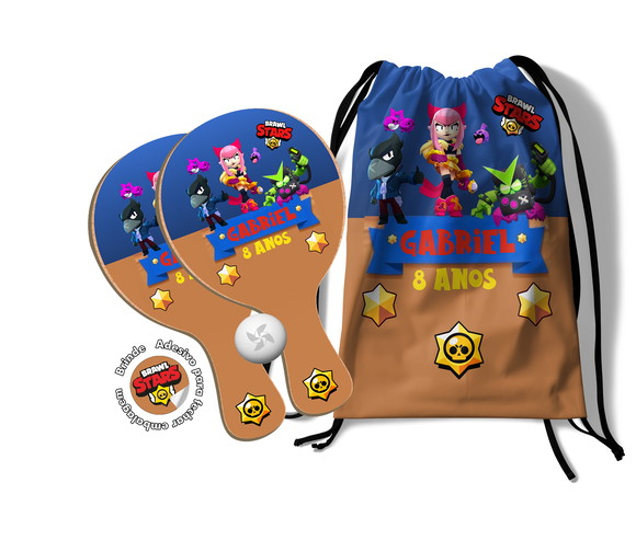 Kit Mochilinha e Raquetes Ping Pong - Brawl Stars