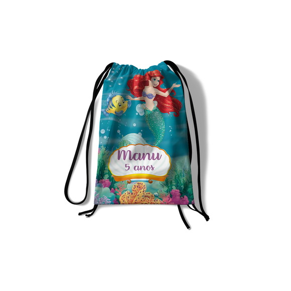 Mochila Saco - Pequena Sereia Ariel