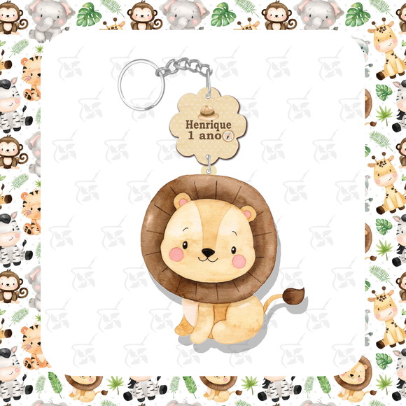 Chaveiro Personalizado Safari Aquarela - Leão