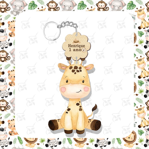 Chaveiro Personalizado Safari Aquarela - Girafa
