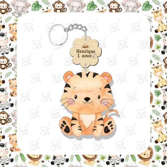 Chaveiro Personalizado Safari Aquarela - Tigre
