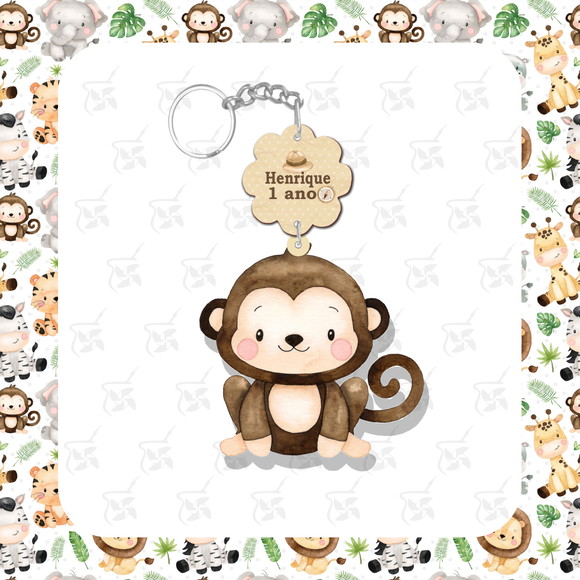 Chaveiro Personalizado Safari Aquarela - Macaco