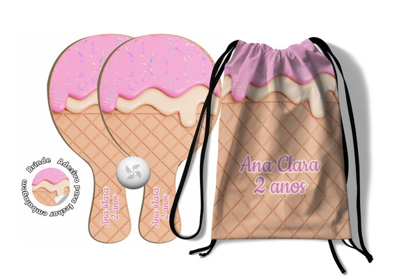 Kit Mochilinha e Raquetes Ping Pong - Doces