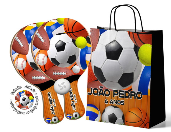 Kit Sacola de Papel e Raquete Ping Pong - Esportes