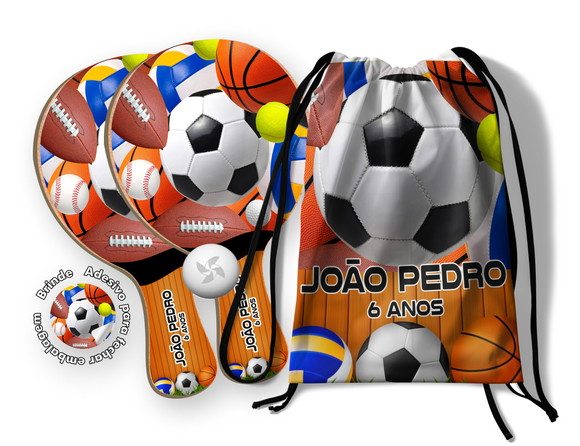 Kit Mochilinha e Raquetes Ping Pong - Esportes Futebol