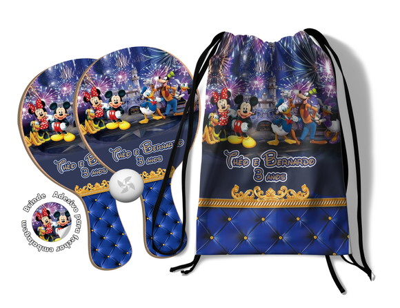 Kit Mochilinha e Raquetes Ping Pong - Mickey Minnie Disney