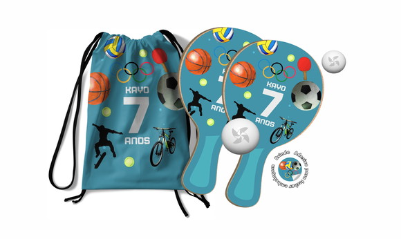 Kit Mochilinha e Raquetes Ping Pong - Esportes Futebol Padel