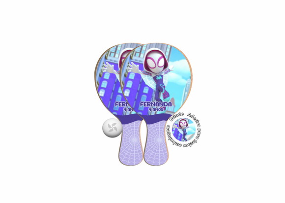 Kit Raquetes Ping Pong -spidey Aranha Fantasma Lilás Roxo