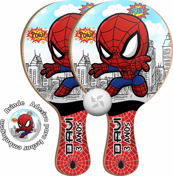 Kit Raquetes Ping Pong - Homem Aranha Baby