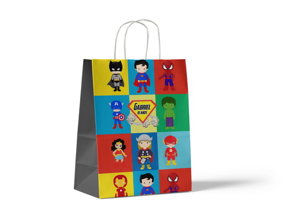 Sacola de Papel Personalizada - Avengers Super Heróis Baby