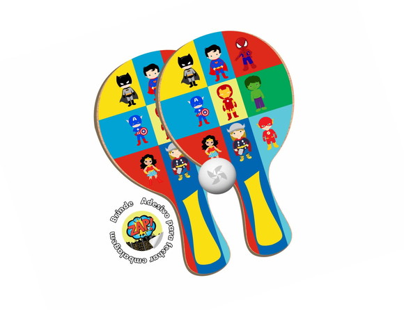 Kit Raquetes Ping Pong - Avengers Super Heróis Baby