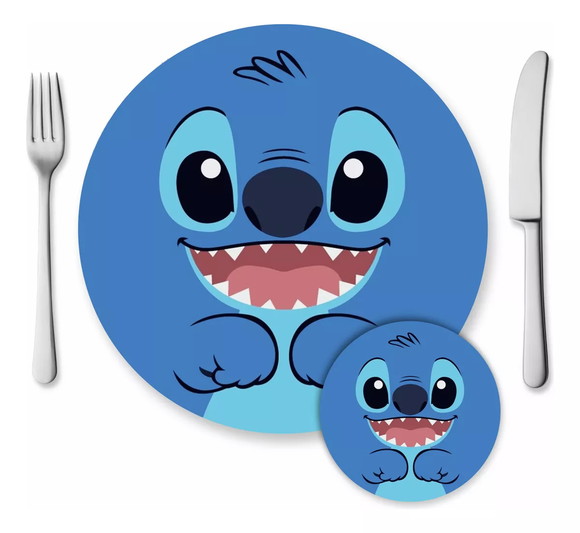 Kit Sousplat e Porta Copos Infantil Stitch Decoração Festa