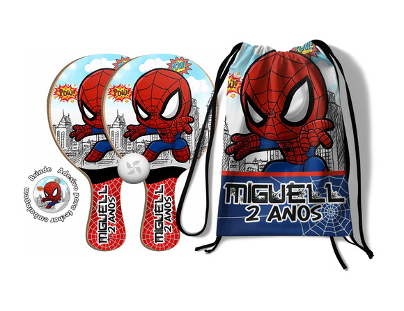 Kit Mochilinha e Raquetes Ping Pong - Homem Aranha Baby