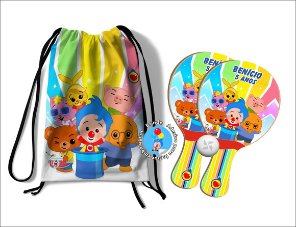 Kit Mochilinha e Raquetes Ping Pong - Palhaço Plim Plim