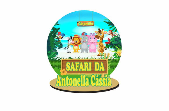 Centro de Mesa Safari Giramille em mdf