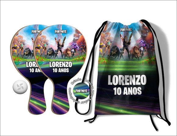 Kit Mochilinha e Raquetes Ping Pong - Fortnite