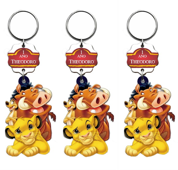 Rei Leão Simba Timão e Pumba - Chaveiro Personalizado mdf