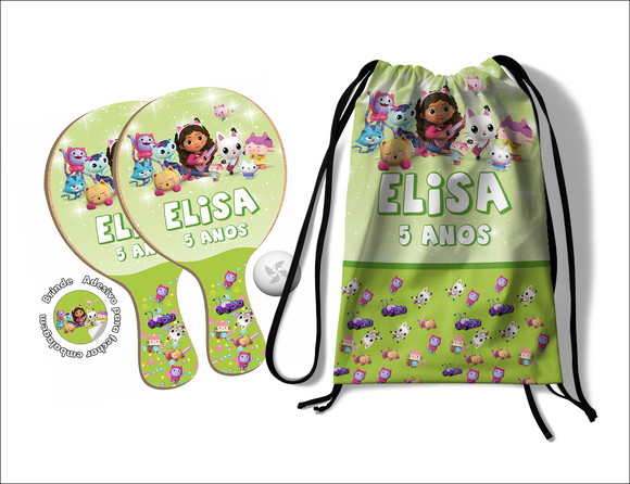 Kit Mochilinha e Raquetes Ping Pong - a Casa Mágica da Gabby