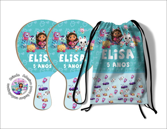 Kit Mochilinha e Raquetes Ping Pong - a Casa Mágica da Gabby