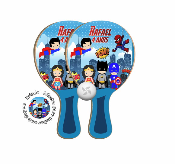 Kit Raquetes Ping Pong - Super Herois Baby