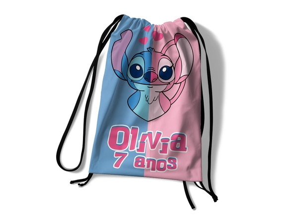 Mochila Saco - Stitch e Angel