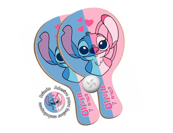Kit Raquetes Ping Pong - Stitch e Angel