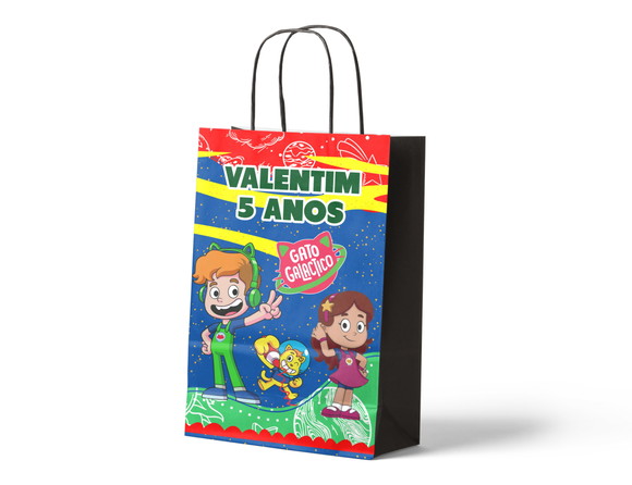 Sacola de Papel Personalizada - Gato Galactico