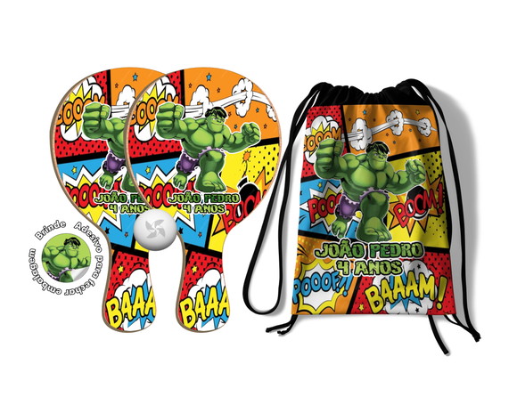 Kit Mochilinha e Raquetes Ping Pong - Hulk
