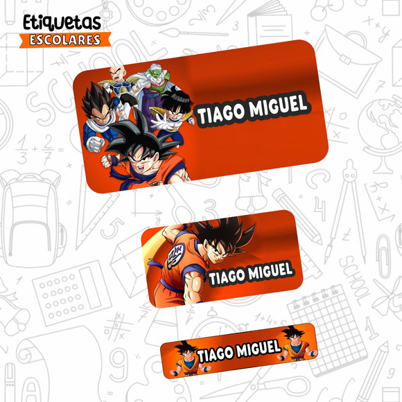 Etiquetas Escolares Dragon Ball 110un Frete Grátis