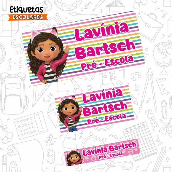 Etiquetas Escolares a Casa Mágica da Gabby 110un Fret Grátis