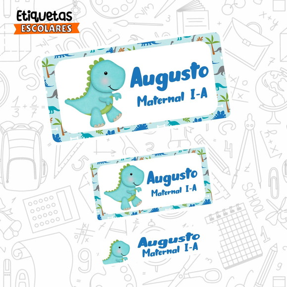 Etiquetas Escolares Dinossauro 110un Frete Grátis