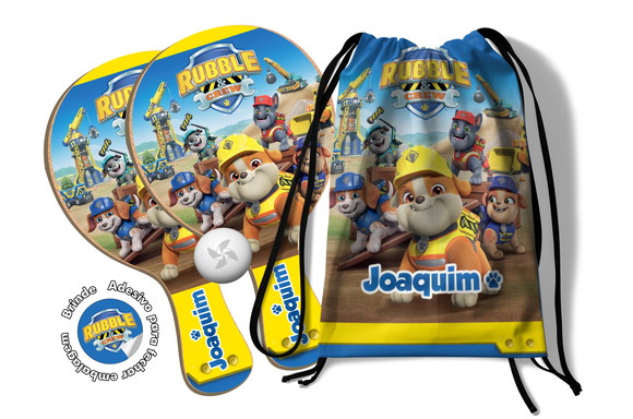 Kit Mochilinha + Raquetes Ping Pong - Rubble e Sua Turma