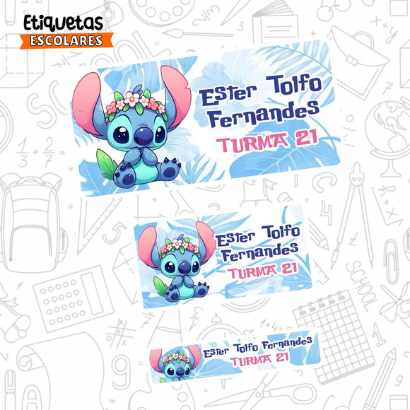 Etiquetas Escolares Lilo Stitch 110un Frete Grátis
