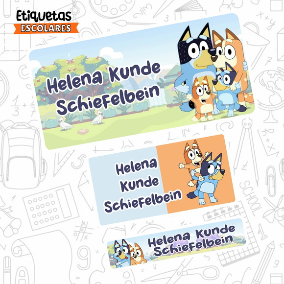 Etiquetas Escolares Bluey 110un Frete Grátis