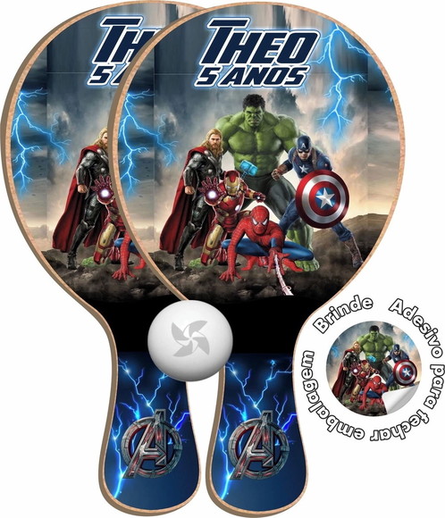Kit Raquetes Ping Pong - Herois Avengers