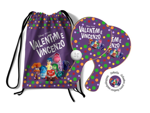 Kit Mochilinha + Raquetes Ping Pong - Divertidamente 2