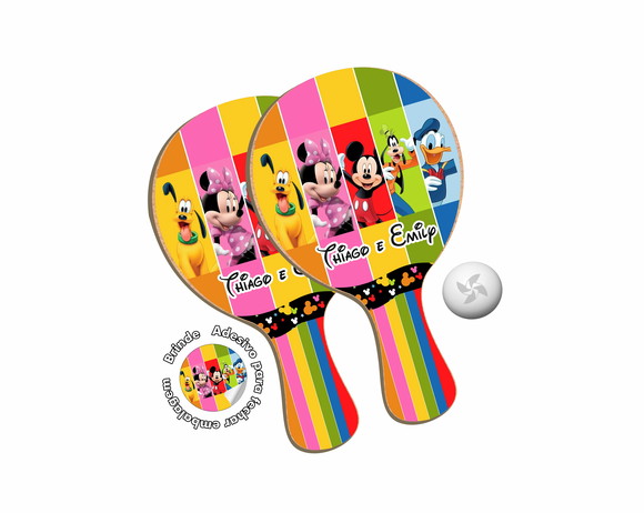 Kit Raquetes Ping Pong - Mickey Minnie Margaria Pluto Donald