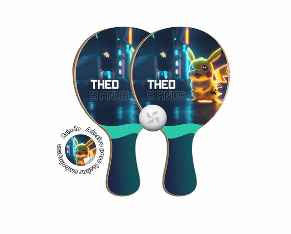Kit Raquetes Ping Pong Pokemon