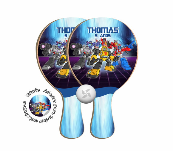 Kit Raquete de Ping Pong - Transformers
