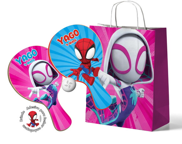 Kit Mochilinha + Raquetes Ping Pong - Spidey e Seus Amigos
