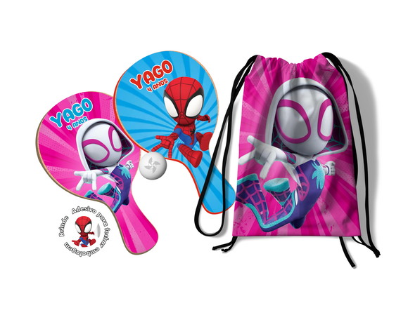 Kit Mochilinha e Raquetes Ping Pong - Spidey e Seus Amigos